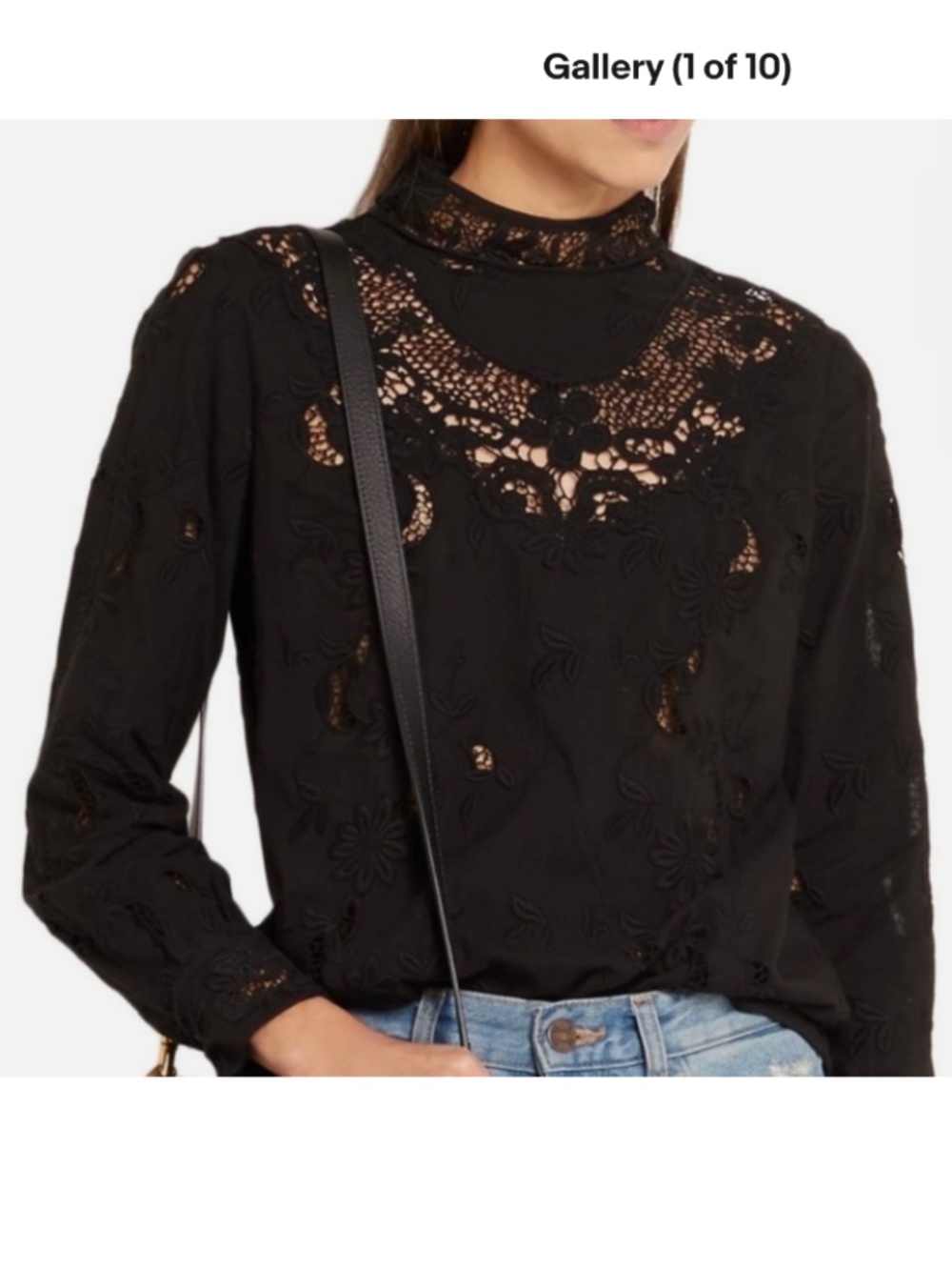 ★NWT Sea New York Embroidered Long Sleeve Top Black US4★